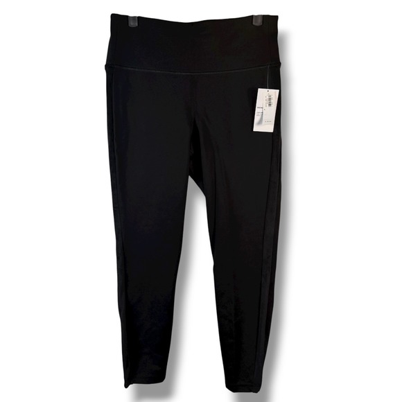 Old Navy Pants - Old Navy Active Leggings Black Velvet Stripe High Waisted Athletic Yoga Pants Lg